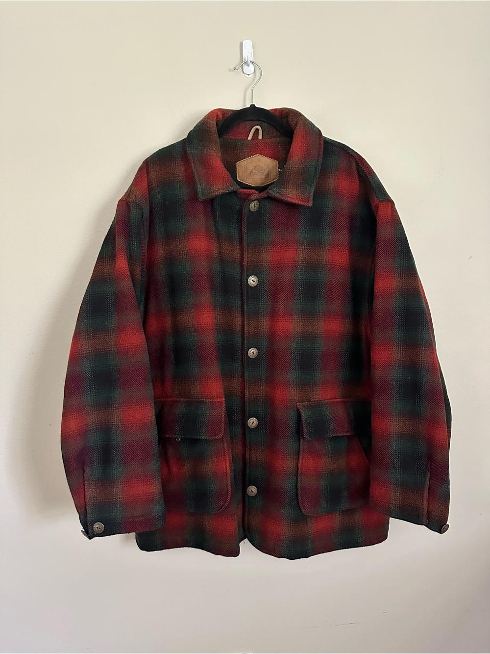 Vintage Woolrich Wool Buffalo Plaid Quilt Lined Barn Jacket USA Men’s XL Heavy
